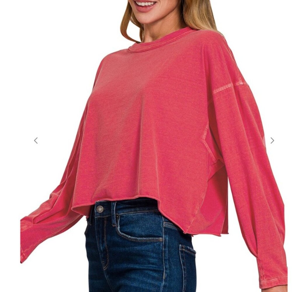 Zenana Pigment Dyed Long Sleeve T